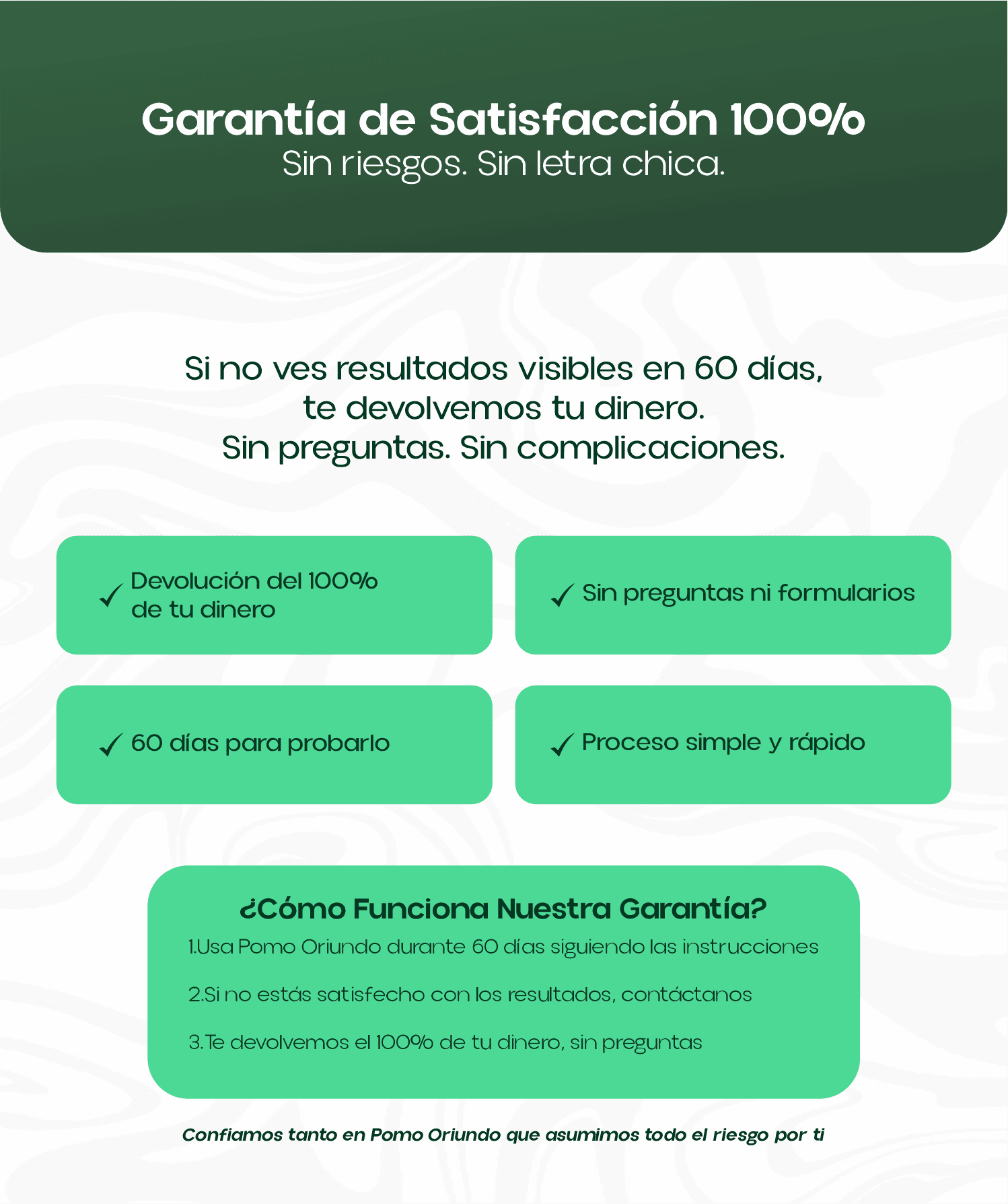 Garantía de Satisfacción 100% - 60 días sin preguntas